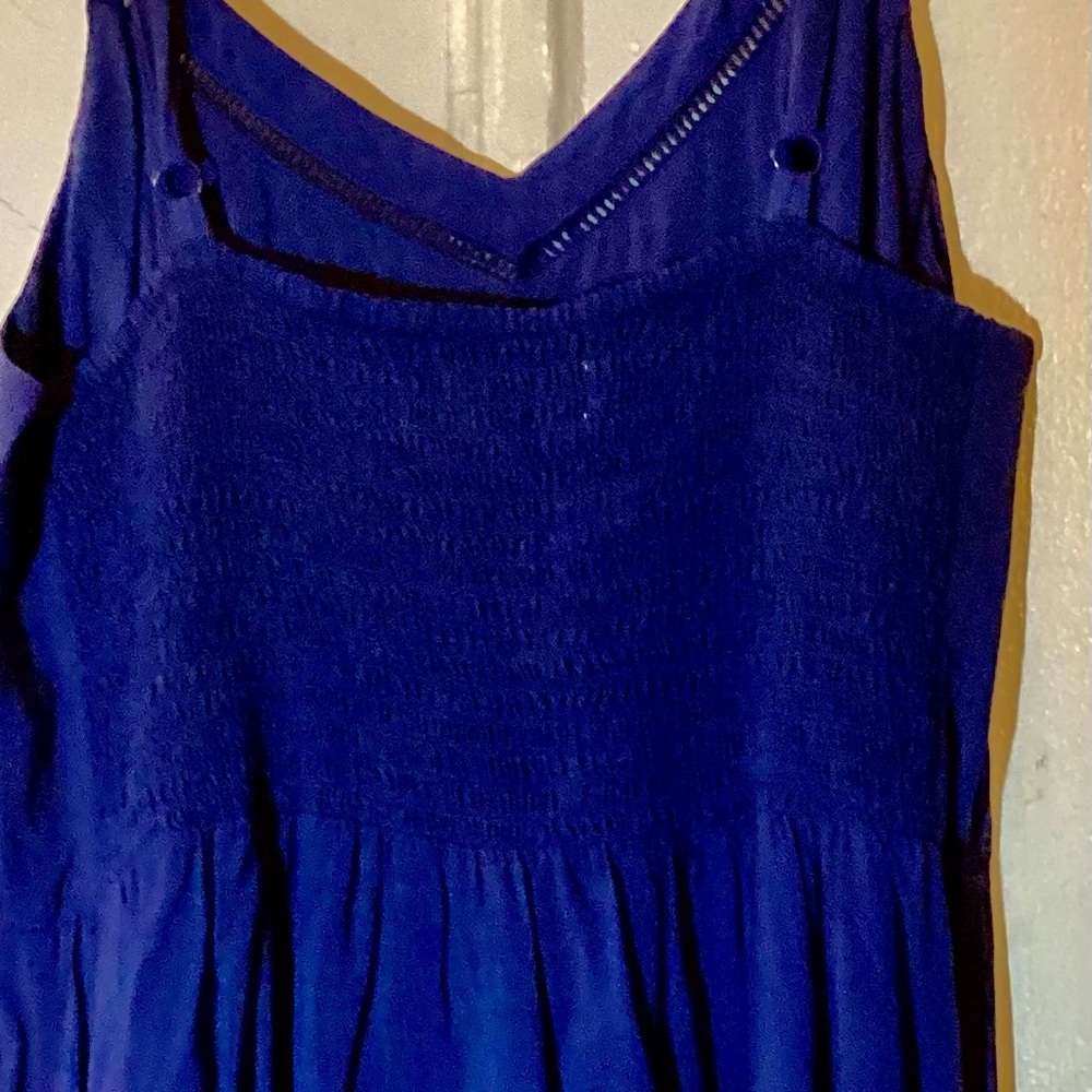 - Old Navy large Blue Tropical Maxi dress Back total stretch - Picture 7 of 9